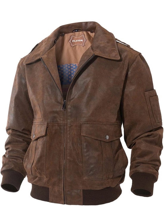 Flavor Other - Men's Brown Suede Bomber Jacket